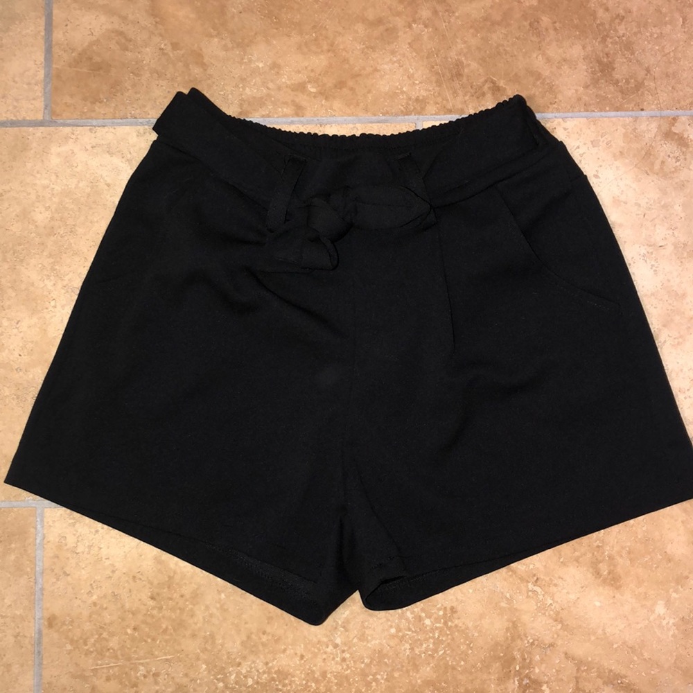Black paperbag shorts
